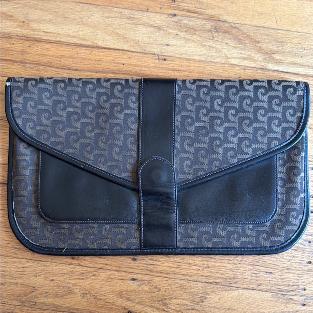 Pierre Cardin Black and Beige Leather Clutch
